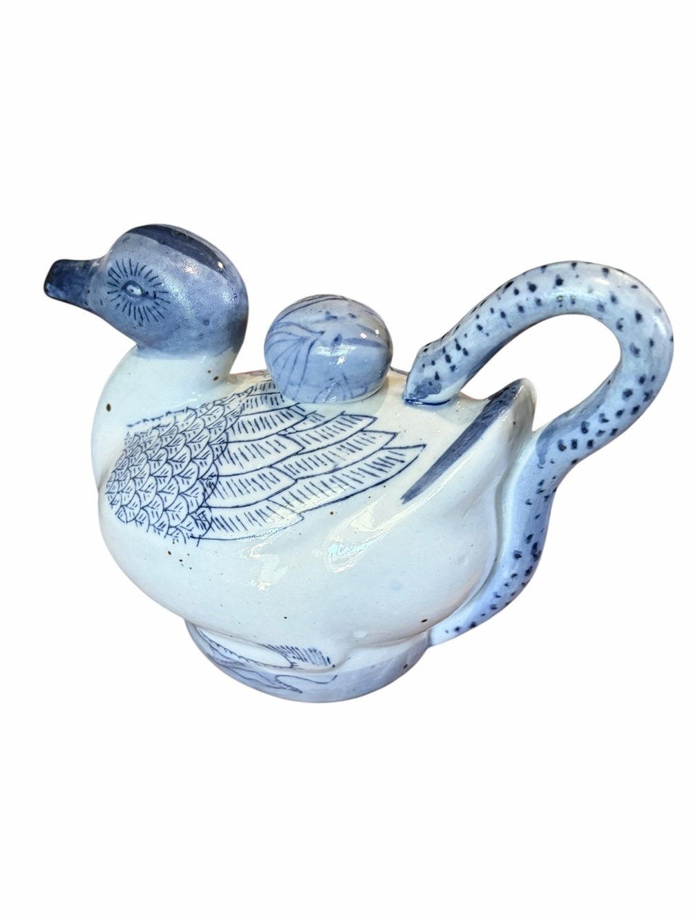 Chinoiserie Vintage Blue and White Hand Painted Teapot/Pitcher - Picture 2 of 7